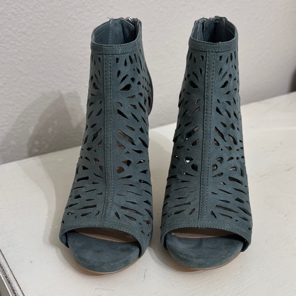 White House Black Market Stacey Laser Cut Peep-Toe Ankle Boots